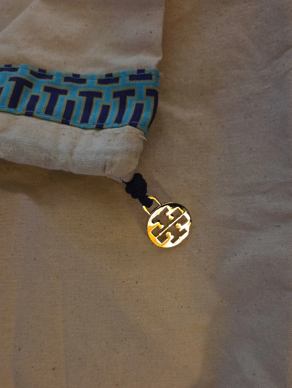 Tory Burch Navy and Cream Bag with Geometric Trim